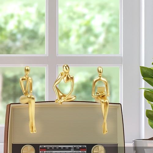 Gold Home Decor Thinker Statue Accents, Set of 3 Thinker Sculptures