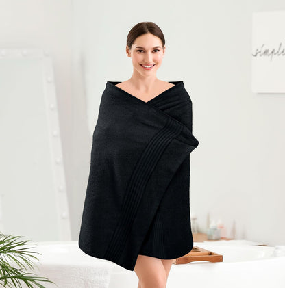 4 Pack Bath Towels Set, (27 x 54 Inches) 100% Ring Spun Cotton - Black