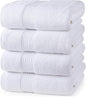 4 Pack Bath Towels Set, (27 x 54 Inches) 100% Ring Spun Cotton - White