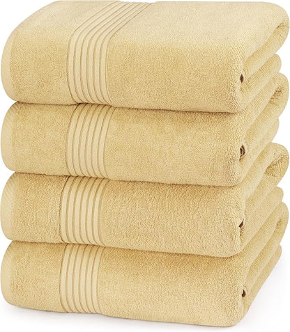 100% Turkish Cotton 3 Pcs Bath Towel Set, Luxury Bath Towels for Bathroom - Beige