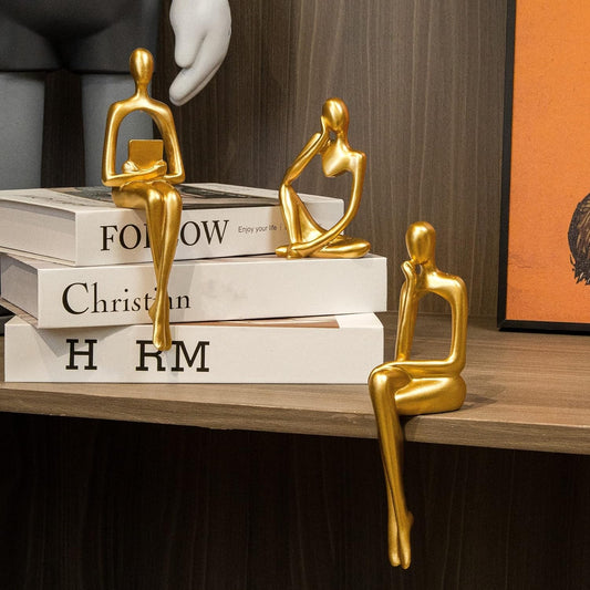 Gold Home Decor Thinker Statue Accents, Set of 3 Thinker Sculptures