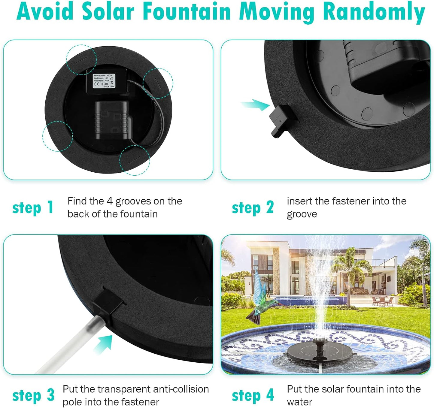 Mademax Solar Bird Bath Fountain Pump