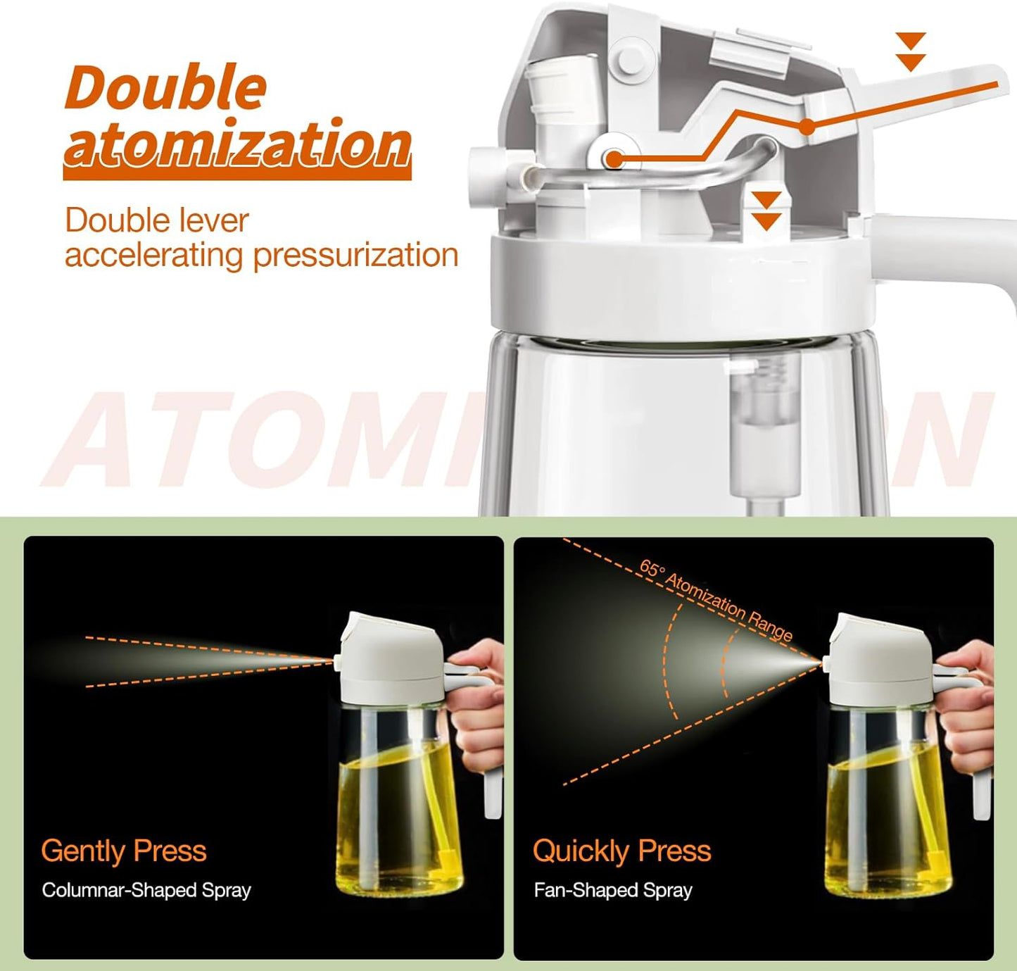 Oil Sprayer for Cooking, 2 in 1 Olive Oil Dispenser Bottle for Kitchen