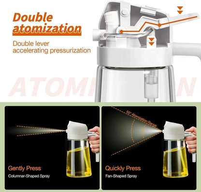 Oil Sprayer for Cooking, 2 in 1 Olive Oil Dispenser Bottle for Kitchen