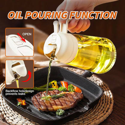 Oil Sprayer for Cooking, 2 in 1 Olive Oil Dispenser Bottle for Kitchen